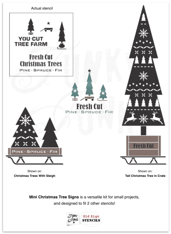 Mini Christmas Tree Signs Stencil