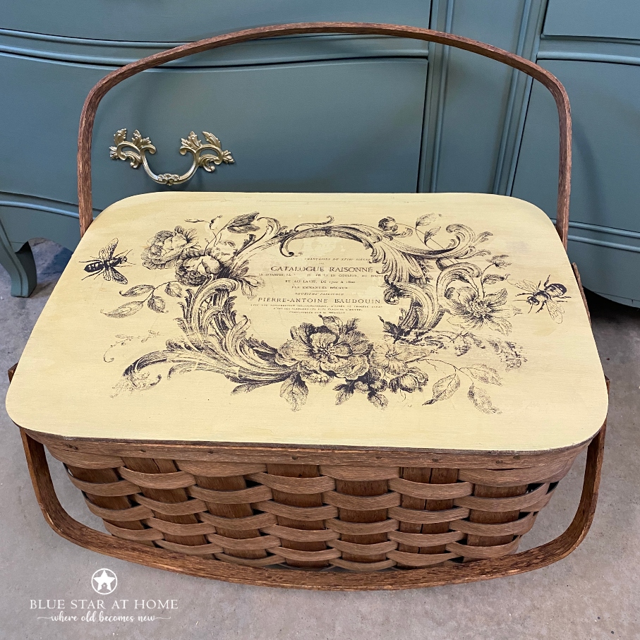 Melange paint inlay on picnic basket