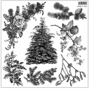 Holly & Pine IOD Stamp